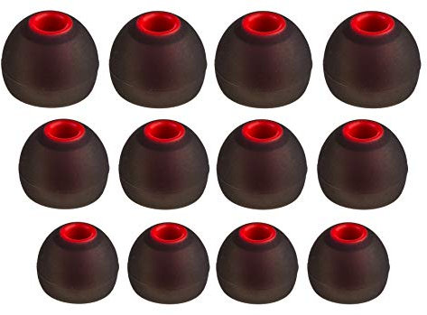XCESSOR (S/M/L) 6 Pares (12 Piezas) de Reemplazo de Silicona en Auriculares intrauditivos Auriculares de tamaño S/M/L. Reemplazo de Auriculares para Auriculares Populares intrauditivos. Negro/Rojo