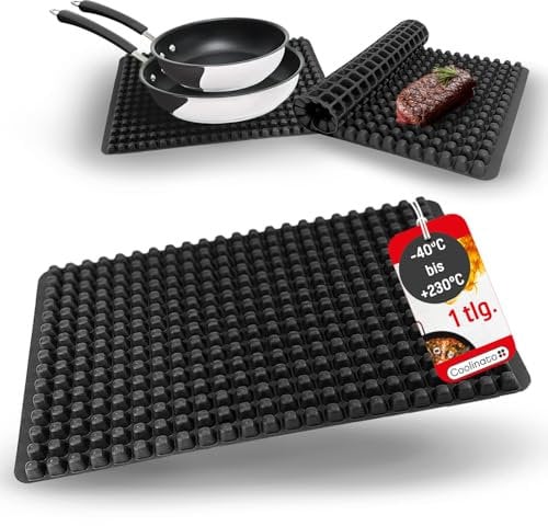 Coolinato XXL Silikon Backmatte mit Noppen, 40x25x0,7cm, Dauerbackfolie für Backofen, spülmaschinenfest und hitzebeständig