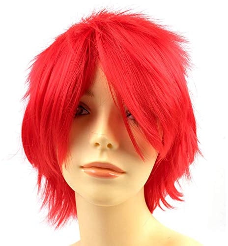 Modernfairy Halloween Anime Cosplay Party Short Layered Wig with Bangs for Women Girls Men Boys