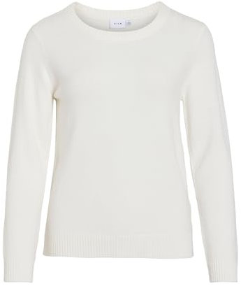 Vila Viril L/s O-Neck Knit Top-Noos Suéter, Alyssum Blanco, XS para Mujer