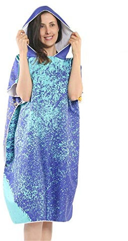 Xlabor Badeponcho Strandtuch Mikrofaser Schnelltrockend Bademantel Poncho mit Kapuzen Duschtuch Handtuch Schwimmen Surfing Strand Tauchen Badeort Motiv-B