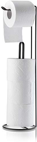 KADAX Papierrollenhalter, Toilettenpapierhalter, 2 in 1, Rollenhalter für Küche, Bad, Toilettenpapier, Küchenrollenhalter aus Stahl pulverbeschichtet, Küchenpapierhalter, stehend (schwarz)