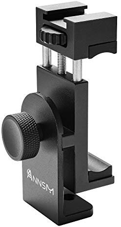 ANNSM Aluminum Cellphone Smartphone Mobile Phone Clip Tripod Head Mount Adapter with Vertical/Horizontal Shooting for Tripod Monopod Slider Dolly Stabilizer and iPhone Samsung LG Andriod Phones
