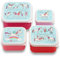 Tyrrell Katz Kids Snack Boxes with Unicorn Print - Children's 4 Piece Set - Freezer Safe Square Food Storage Containers