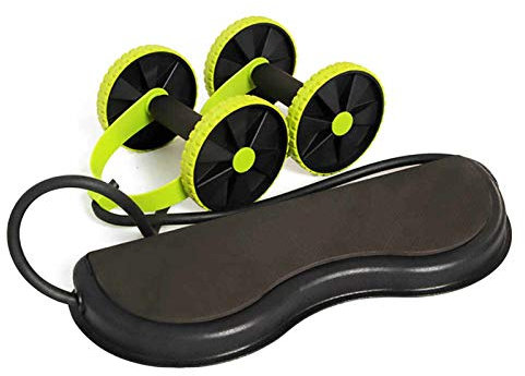 FFitness AB Roller con Resistenza Elastica | Attrezzo per Addominali Braccia Spalle | Supporto per Le Ginocchia e Impugnatura ergonomica
