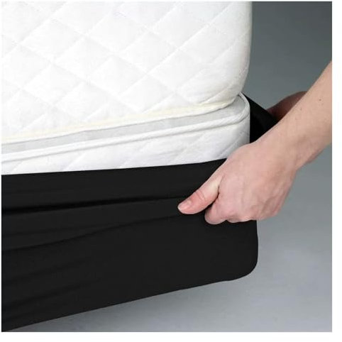 UYFRD Boxspring-Abdeckung um das Bettkasten, Matratzenschutz, 4 Seiten, elastisches Bettkasten-Set für Doppelbett, Doppelbett, Queen-Size-Bett, Kingsize-Bett, Schwarz, 150 x 200 cm