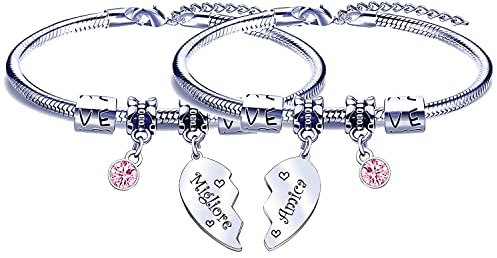POIUYTRE 2 Braccialetti Con Ciondoli, Regolabili, Regalo dell'amicizia Natale, Compleanno, Migliore Amica, per Donne e Ragazze