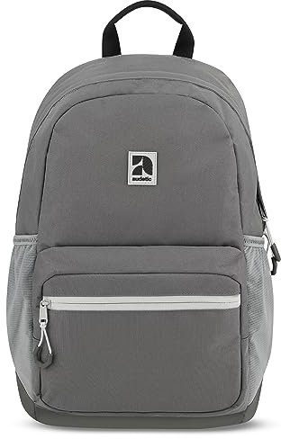 AUDETIC Schulrucksack Mädchen und Jungen Teenager Grau - Flex - Rucksack Damen & Herren mit 16 Zoll Laptop Fach für Schule & Freizeit - Wasserabweisend