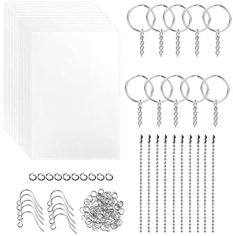 QIQN Schrumpffolien Schrumpffolie Set Schlüsselanhänger Schrumpfpapier Matt Transparent Shrink Plastic für Kinder DIY Creative Craft 20 Stück