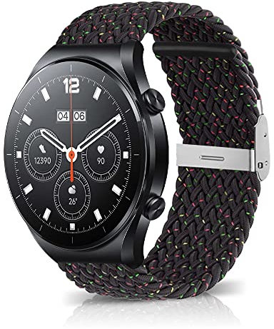 MiRowy 22mm Nylon Armband für Xiaomi Watch S4/Watch S4 Sport/S3/S1 Pro/Watch 2/2 Pro/Mi Watch S1/S1 Active/Mi Watch, Ersatzband für Xiaomi Redmi Watch 5 Active/Redmi Watch 5 Lite - Schwarz