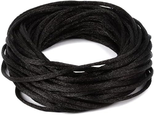 Angel Malone 10 Mtrs. X 1.8mm Premium Quality Kumihimo Rattail Satin Cord Jewellery Making - UK Seller (1.8mm Black)