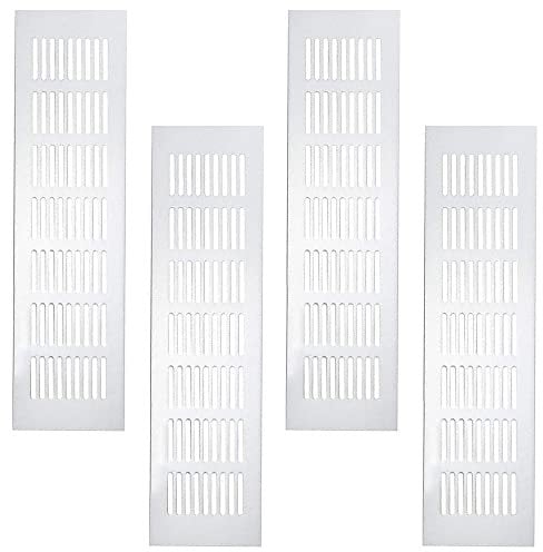 4 Pezzi Griglie Aerazione Rettangolari, Bianco/Lega Di Alluminio Fessure Di Ventilazione E Griglia 80 X 300 Mm Coperchio Di Ventilazione Per Armadio, Guardaroba, Ventilazione