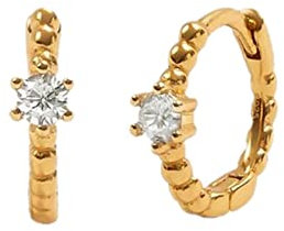 KnBoB Ohrring, Gold Zart mit Rund Weiß Zirkonia 925 Silber Ohrringe Elegant für Damen