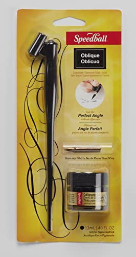 Speedball Oblique Pen Holder Black, Pen & Ink Carded, Use With Many Nibs, Writing, Handwriting, Calligraphy, Lettering Quill, Writers, Artists, Tool, For Adults, Kids Pen Set, Dip, Fountain Style Pens