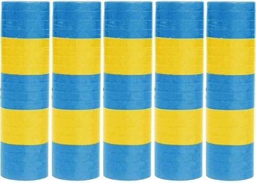 Luftschlangen Papier bunt Party Deko Geburtstag Hochzeit Set holografisch, Stück:5 Stück, Luftschlangen:Blau Gelb gestreift
