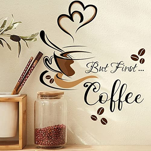 Kaffeetasse Wandtattoos Vinyl Küchen Wanddekoraufkleber Kaffee Tee Schild Wandkunst Aufkleber Abnehmbares DIY Kaffeedekorationen Für Home Café Shop Kaffeestation Bar