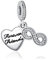 Alstiva Forever Friends Herz Charm-Anhänger 925 Sterling Silber 5A Zirkonia Charm Anhänger für Armband Bead Pendant für Europäische Armbänder Halsketten Schmuck Geschenk für Damen Frauen