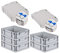 PROREGAL SuperSparSet 5x Eurobox NextGen Grip mit Scharnierdeckel und blauen Schiebeschnappverschlüssen, HxBxT 12x30x40cm, 11 L, Grau, Griffe geschlossen, Eurobehälter, Transportbox