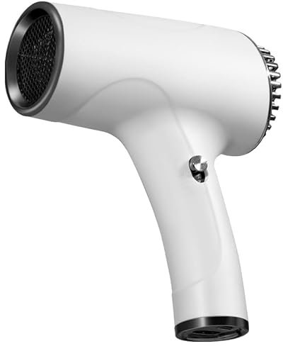 Portable Cordless Hair Dryer - Rechargeable Battery Hair Dryers for Travel - Handheld Wireless Hairdryer - Compact Blow Dryer for Quick Drying - 2600mAh, Men & Women (White)