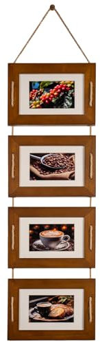 DLQuarts Bilderrahmen zum Aufhängen, Collage, Wanddekoration, 12,7 x 17,8 cm, ohne Passepartout, 12,7 x 17,8 cm mit Passepartout, rustikaler Holzrahmen, dunkles Walnussholz, Valentinstagsgeschenk