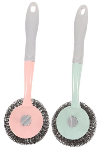 HOMSFOU 2pcs Stainless Steel Scrubber Grill Cleaner Cleaning Sponges Dishwasher Sponge Bottle Brush Cleaner Cleaning Scrubber Bbq Cleaning Brush Kitchen Brush Pots and Pans Steel Wool