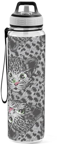 Bouteille d'eau de sport en Tritan avec paille - Gourde Sans BPA - Transparente - Anti-fuite - Pour enfants, garçons, filles, femmes, hommes et femmes - 1000 ml