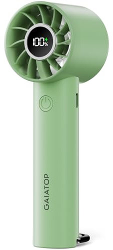 gaiatop Mini ventilador portátil de mano con pantalla LED y linterna, 3 velocidades, batería recargable por USB, pequeño escritorio personal para mujeres, hombres, niñas, niños, interiores y