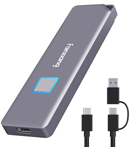 fanxiang Hard Disk Esterno 2 TB con Impronta Digitale, Touch SSD Esterno Fino a 550 MB/s, SSD USB 3.2 Gen2 Tipo C Compatibile con PS5/PS4, iOS, Android, Mac, Windows, PC, Laptop