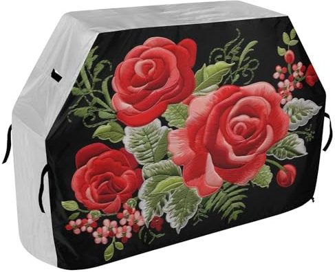 BBQ Grillabdeckung Grillabdeckung für Outdoor Grill Anti-UV Wetterbeständig Wasserdicht Barbeque Grill Abdeckung für die meisten Grills Rose Flower