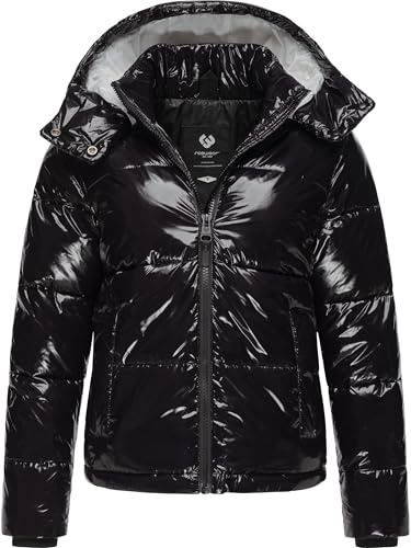 Ragwear Shiny Damen Winterjacke warm aus glänzendem Material mit (Abnehmbarer) Kapuze Roobie YOUMODO XS-3XL