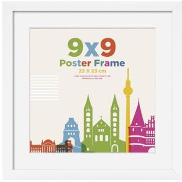 Egofine Bilderrahmen 23x23 cm, Holzrahmen Rahmen 23x23 cm mit Acrylglas, Passepartout für Fotos 18 x 18 cm，Quadratische Bilderrahmen für Wand- oder Tischdekoration,Perfekt für Zuhause, Büro,Weiß