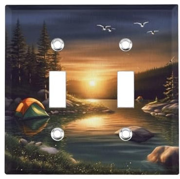 Wandplatten für Steckdosenabdeckungen, Camping, See, Lichtschalter, Abdeckplatte, Standardgröße, Duplex-Wandplattenabdeckung für Dekorateur Steckdosenschalter