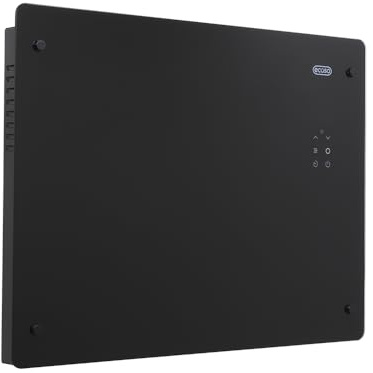 ECOSO 1500W Black WiFi Glass Panel Smart Electric Heater Feet 465 x 640mm | Aluminium Construction. Generous Heat Output. Contemporary Style. Glass Panel Design. WiFi Control. Hardwired Installation.