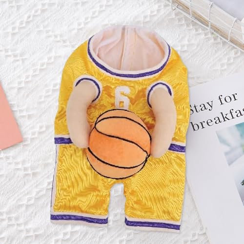 cadciehe Hunde-Basketball-Halloween-Kostüm, Hunde-Basketball-Kostüm mit Ball, Hunde-Basketballspieler-Kostüm, Haustier-Outfit, Halloween-Hunde-Verkleidungskleidung, Basketball-Trikot Gelb S