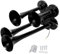Hanured Air Horn, Drucklufthorn 12V/24V, 4 Trompeten Luft Kompressor Horn 150DB, Lufthupe Wasserdicht 4 Röhren, Train Air Horn Fit für Autos LKW Boote Züge