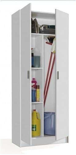 Cupboard Utility Multi Purpose White 2 Door Storage Broom Cupboard