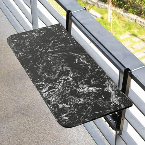 Tavolino da parete per ringhiera per balcone, tavolo da terrazza e giardino, 60 x 35 cm, nero