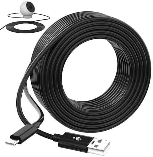 USB C Cable 10M,Extra Long Power Extension Cable Compatible with Mi Camera 2K Security Camera,Ring Pan-Tilt,for CCTV YESKMO eufy, USBA to USB C Cord for Security Cameras Continuously Charging,Black