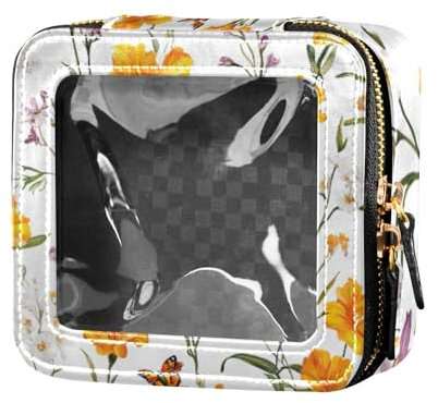 Yuiboo Transparente Make-up-Tasche, rustikal, Frühling, schick, Blumen, weiße Kulturbeutel, Nagellack-Organizer-Tasche für Damen, Rustikale Frühlingsblumen, 5.1 x 4.7 x 2.2, Art Deco