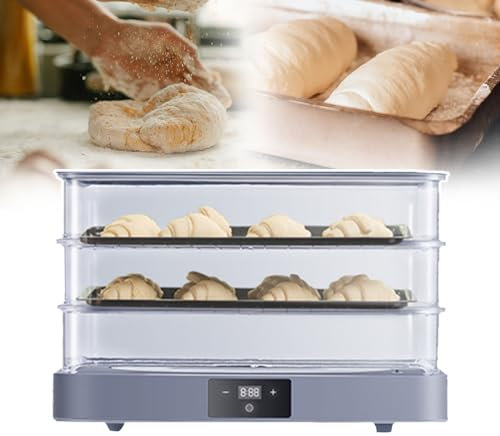 LXWKAI Gärkasten zum Brotbacken, Neues Gärgerät zum Brotbacken, Sauerteig-Gärkasten mit dreischichtigem transparentem Gärtablett zum Backen von Brot, Joghurt, Pizza