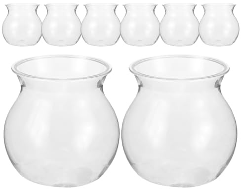 TOGEVAL 8 Stücke Klarglas Aquarium Kleine Betta Fisch Pflanzen Terrarium Vase Für Home Office Dekoration Kleine Fischschale Vase Aquarium Für Betta Fisch