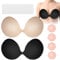 XEOOCE Sticky Bra - 2 Pack Invisible Bra, Reusable Strapless Stick on Bras Set with Nipple Covers and Double Sided Body Tapes, Backless Push Up Sticky Bras (UK, Cup & Band, B, Black+Skin Colour)