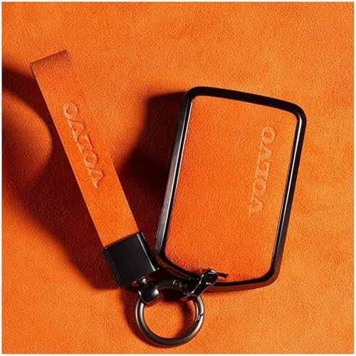 ZGNBKLS Schlüsselanhänger für Volvo XC60 S60 XC90 S90 V60 V90 XC40, Robust und langlebig Schlüsselanhänger Auto Autoschlüssel Zubehör,Orange