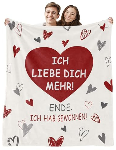 Ich Liebe Dich Geschenke für Frauen & Männer, 150x130 cm Ich Liebe Dich Decke, Jahrestag Geschenk für Sie und Ihn, Liebesgeschenke für Frauen Kuscheldecke für Jahrestag, Hochzeitstag & Valentinstag