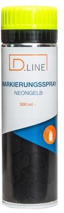 D.LINE Markierungsspray, 3x 500ml Markierungsfarbe, Forstspray, Bodenmarkierungsspray in Signalfarben mit patentierter Markierungskappe (neongelb)