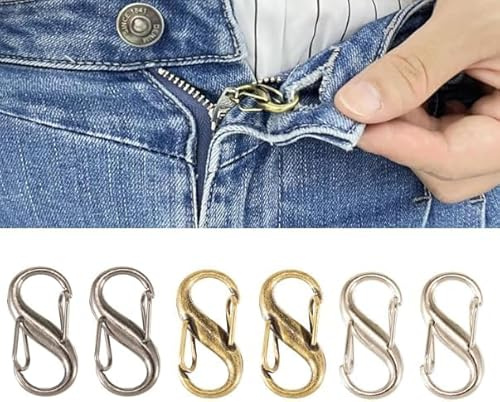 6 x Haken in verschiedenen Farben für Jeans-Reißverschlüsse und Knöpfe, Reißverschluss-Ziehhilfe, Halterung oben, Zollschloss-Reißverschlüsse, Verschlüsse, Knopfhaken