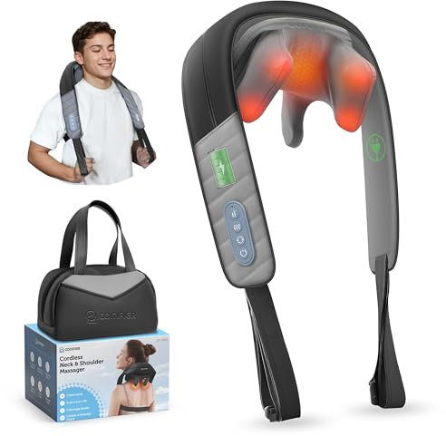 COMFIER Shiatsu, massaggiatore per collo con calore, senza fili, 4D, per alleviare collo, spalle e schiena, regalo per uomini e donne