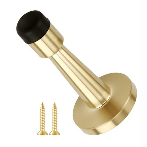 Brushed Brass Door Stopper for Skirtings, Zinc Alloy, Durable Door Stop Holder for Steel Doors and Solid Wood Doors for Homes, Hotels and Offices(79mm), Horizontal or Vertical Installation