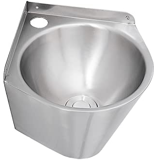 HPTHLY Aufsatzwaschbecken, Wand-Eckwaschbecken, Rundes Waschbecken Aus Edelstahl, Einzelspüle Für Wohnmobilküche, Camper-Waschbecken, Einzelbecken