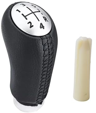Xibao Auto Schaltknauf,5 Speed Gear Shift Knopf aus PU-Leder,Schaltknauf 5 Gang mit Adapter,Kompatibel mit Clio 3 2005–2009,Clio 4 2012–2019,Megane 3 2002–2009,Scenic II 2003–2006,Kangoo 2005–2009